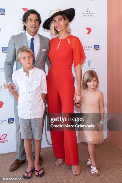 Delfina Blaquier and Nacho Figueras with their children Artemio and Alba attend the Moet Marquee Magic Millions Raceday at the Gold Coast Turf Clubon...