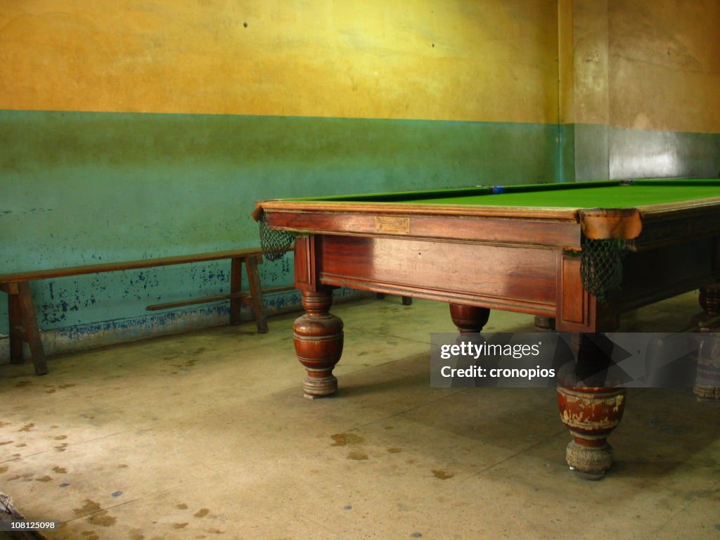 Old Billiard Table in Grunge Interior