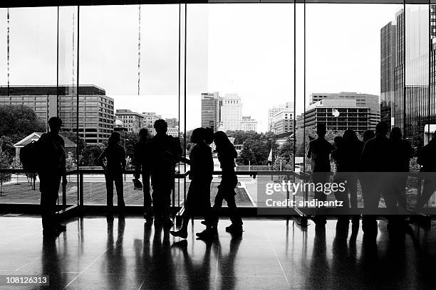 silhouetted crowd (b&w) - college visit stock pictures, royalty-free photos & images