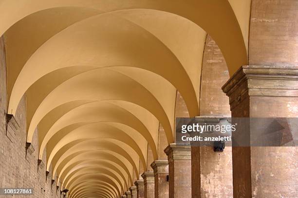 portici e l'arco plantare tunnel in italia - ferrara foto e immagini stock