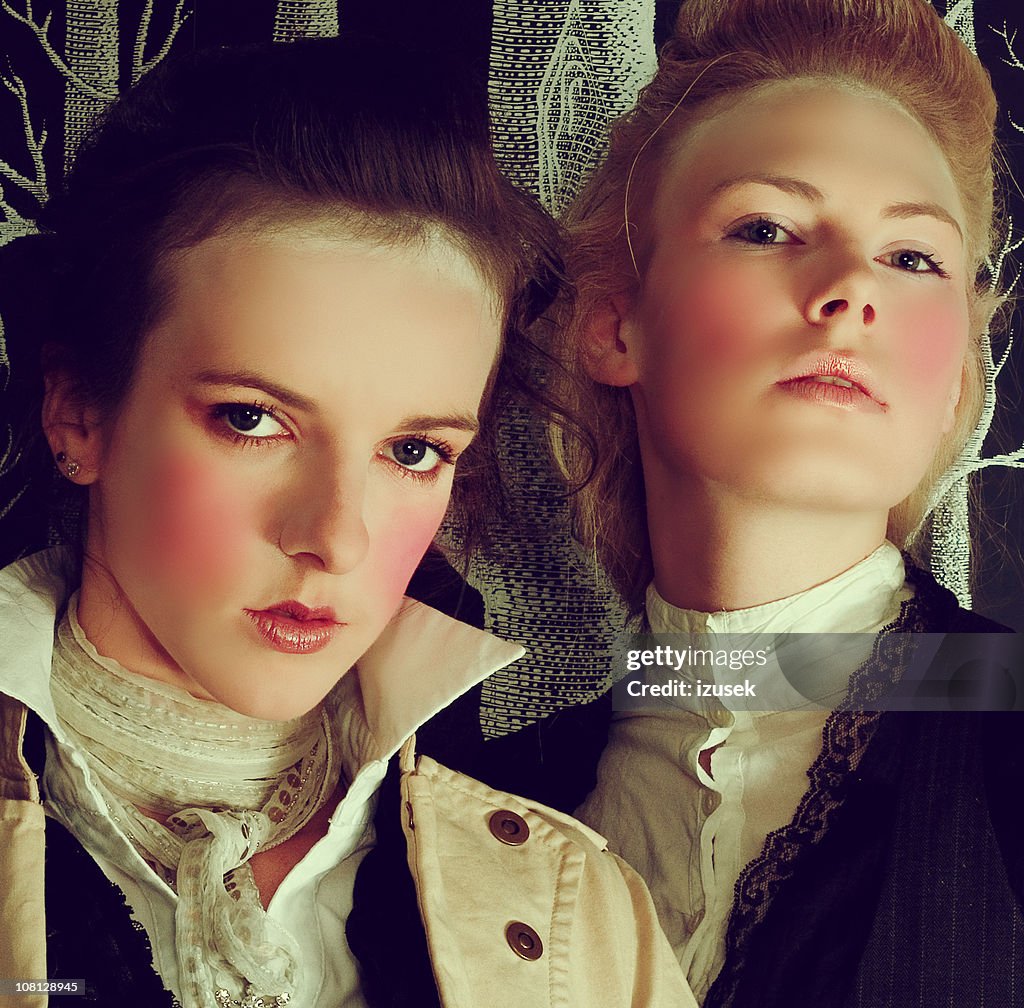 Victorian Era Retrato de duas jovens mulheres