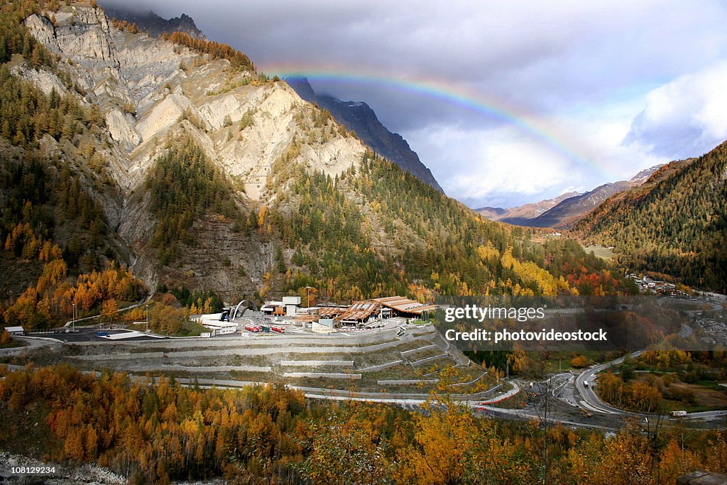 Mount Blanc Tunnel Landscape with Rainbow