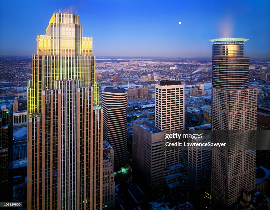 Minneapolis, Minnesota Antena ao Anoitecer