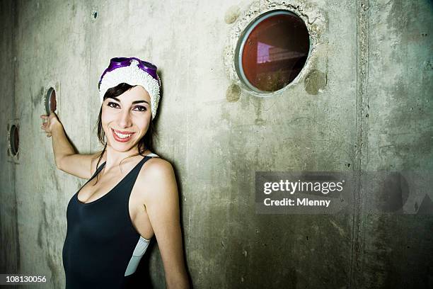 woman wearing swimsuit and goggles - schloss schönbrunn interior stock pictures, royalty-free photos & images