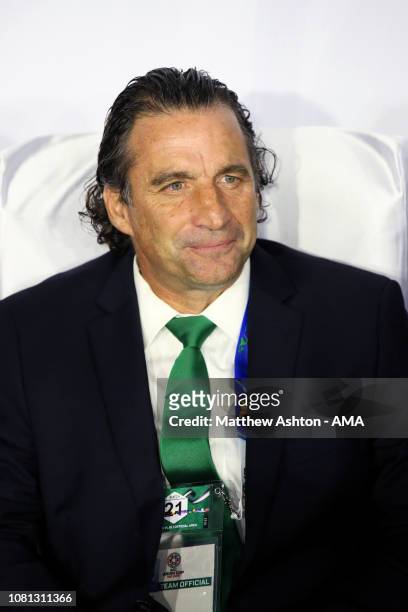 Juan Antonio Pizzi the head coach / manager of Saudi Arabia looks on prior to the AFC Asian Cup Group E match between Lebanon and Saudi Arabia at Al...