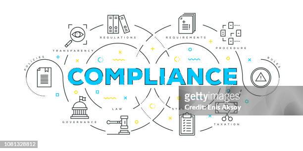modern flat line design concept of compliance - conformity stock illustrations