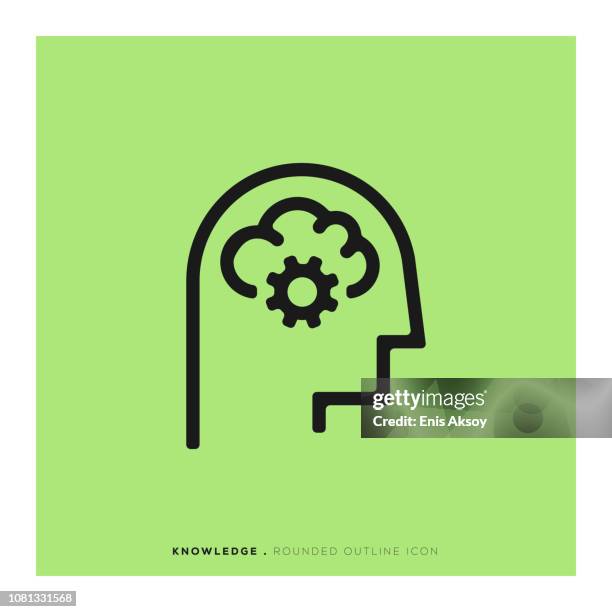 ilustraciones, imágenes clip art, dibujos animados e iconos de stock de icono de línea redondeada del conocimiento - sabiduría
