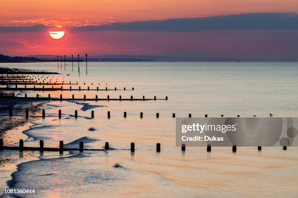 England, West Sussex, Bognor Regis, Sunrise over Bognor Regis Beach