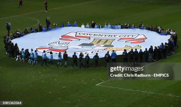 Coventry City crest flag on the pitch during half time of the Sky Bet League One match at the Ricoh Arena, Coventry Coventry City v AFC Wimbledon -...