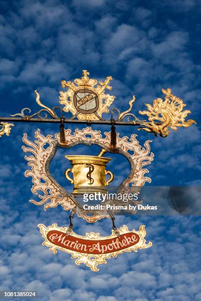 Germany, Bavaria, Romantic Road, Rothenburg ob der Tauber, Traditional Pharmacy Sign