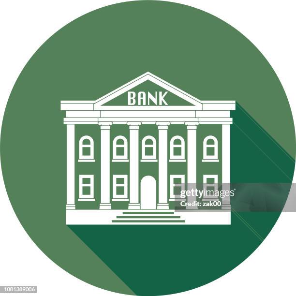 flat design banking and finance bank icon with side shadow - courthouse abstract stock illustrations