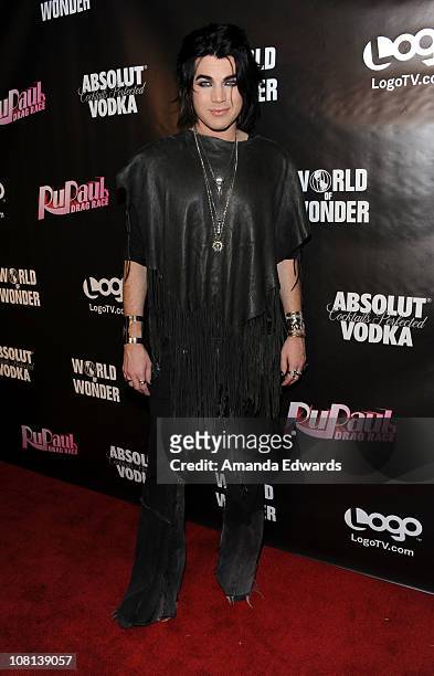 Recording artist Adam Lambert arrives at the premiere of "RuPaul's Drag Race" Season 3 at Rage on January 18, 2011 in West Hollywood, California.