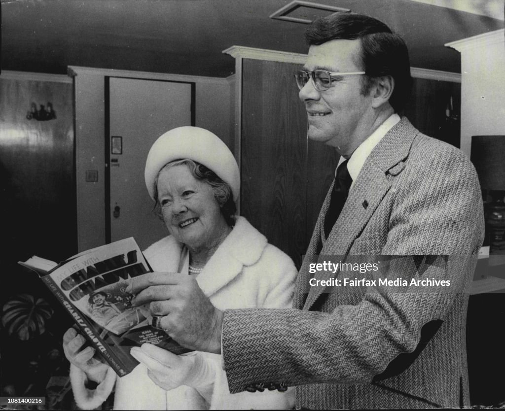 Herald "Look" -- Ross Hunter and Elsa ChauvellAmerican film producer, Ross Hunter, with Mrs. Elsa Chauvell and a copy of Mrs. Chauvell's book. (See story by Wendy Young.)