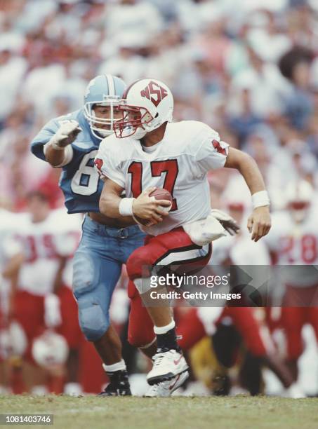 Quarterback Terry Jordan of the the North Carolina State Wolf Pack runs the ball during a NCAA Atlantic Coast Conference college football game...