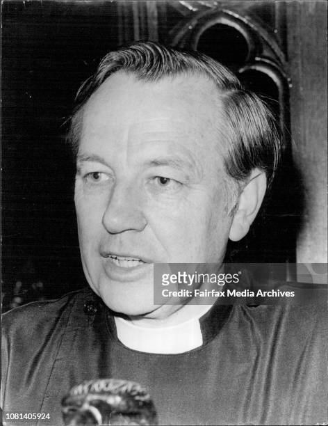 The Dean elect of Sydney the Very Rev Lance Shilton at St Andrew's Cathedral. November 29, 1973. .