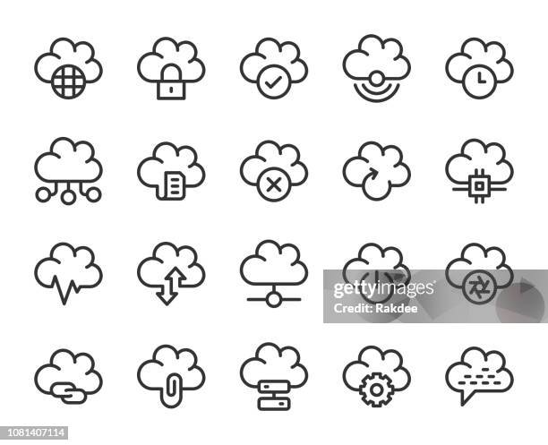 cloud computing - line icons - cloud storage stock illustrations