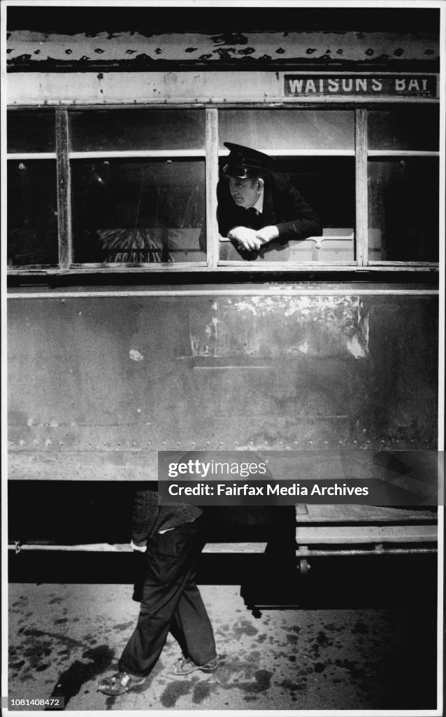 It's got legs, I tell you...tram buff Norm Boxall stands inside R1 1943, which may yet run again in Sydney, while Bruce Pinnell checks the chassis.For Norm Boxall, the sight of the semi-trailer rolling through Sydney's streets yesterday morning was like a