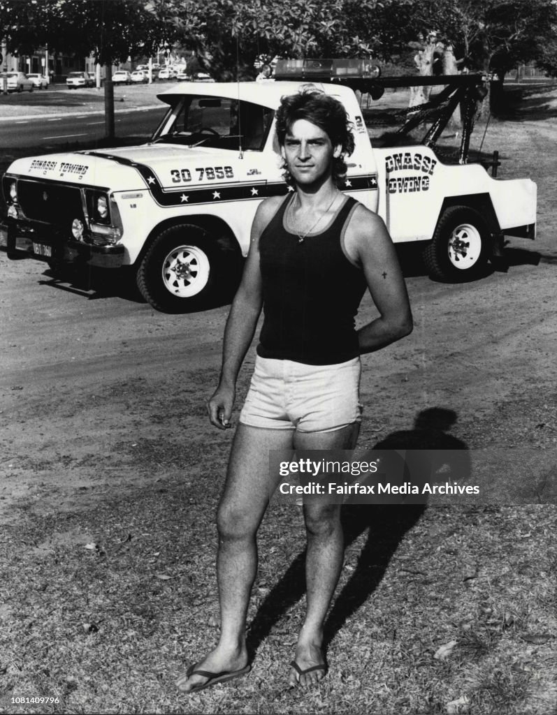 John Christian, driver for Bonassi towing waits for a job on Oxford St. Woollahra. The towing industry has started to feel the pinch from random breath testing which has resulted in fewer accidents happening.