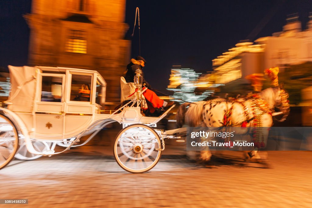 Horse carriage ride in Krakow, Poland