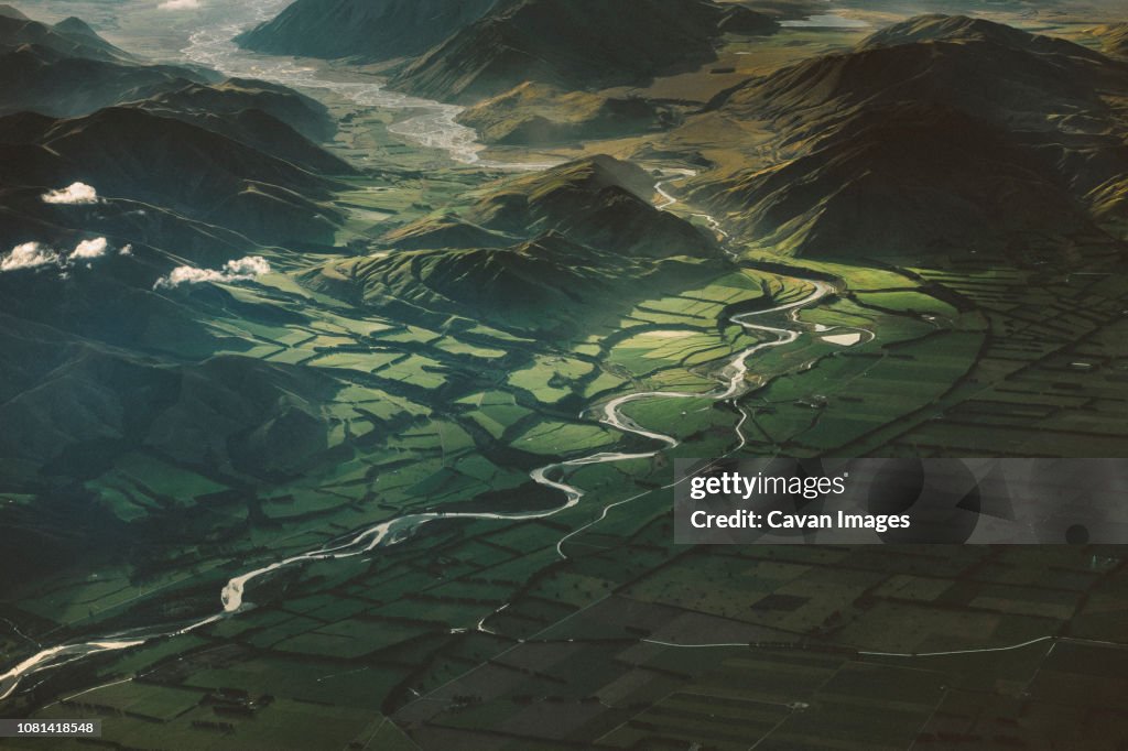 Aerial view of green landscape