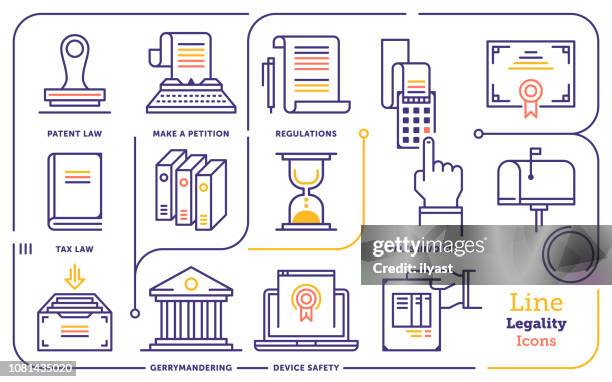 legalität & legitimität line-icon-set - petition stock-grafiken, -clipart, -cartoons und -symbole