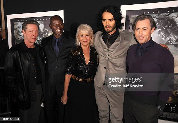 Actors Chris Cooper, Djimon Hounsou, Helen Mirren, Russell Brand and Alan Cumming arrive at the Los Angeles premiere of "The Tempest" held at the El...