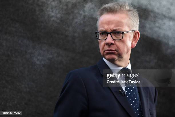 Environment Secretary Michael Gove talks to the media in Westminster on December 12, 2018 in London, England. Sir Graham Brady, the chairman of the...