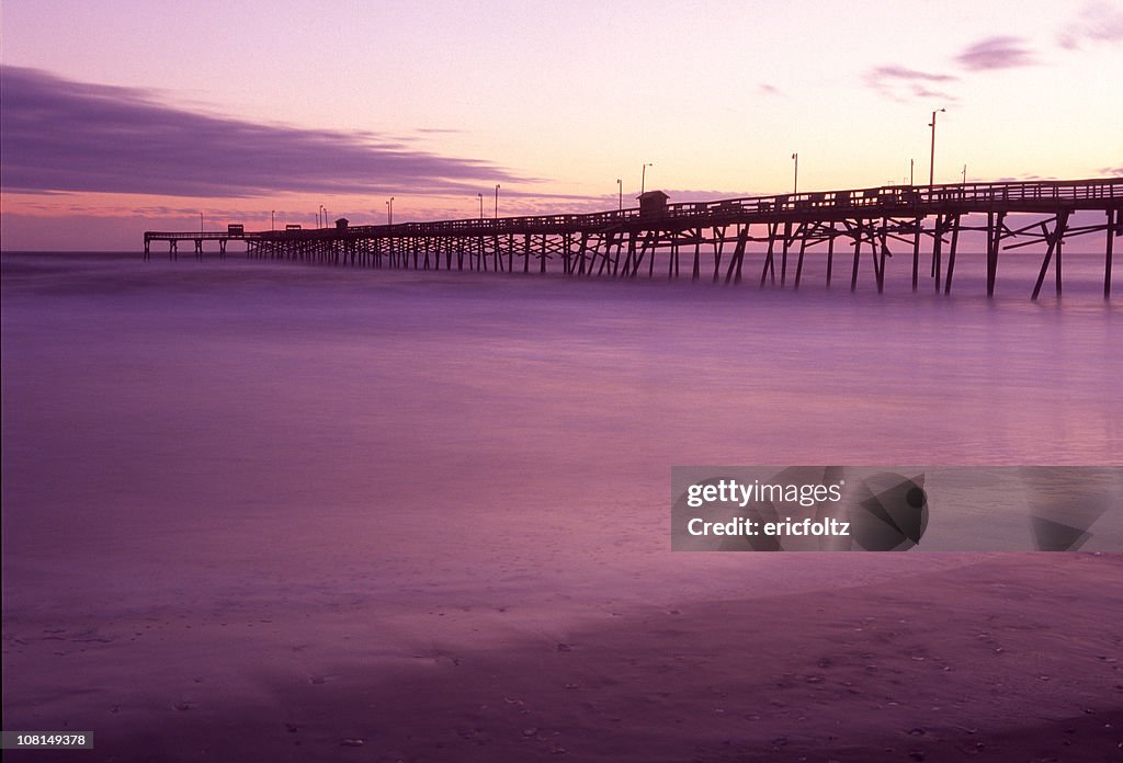 Silhouette of Bogue Pier at Sunset