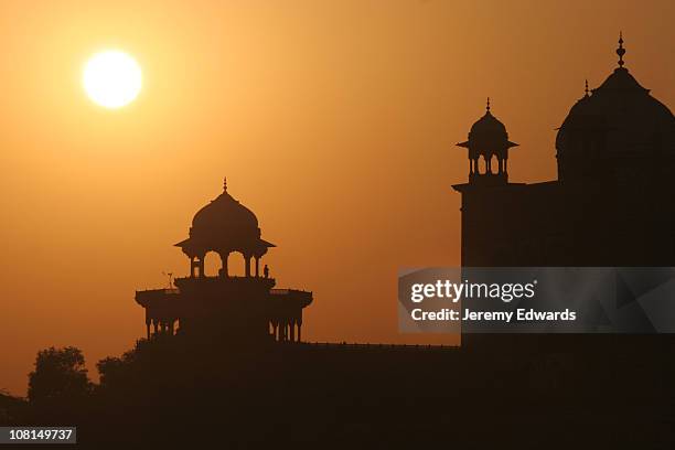 dawn at the taj mahal, agra, india - indian temples stock pictures, royalty-free photos & images