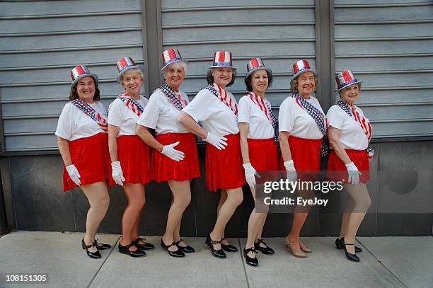 group of senior women tap dancers posing - tap dancing stock pictures, royalty-free photos & images