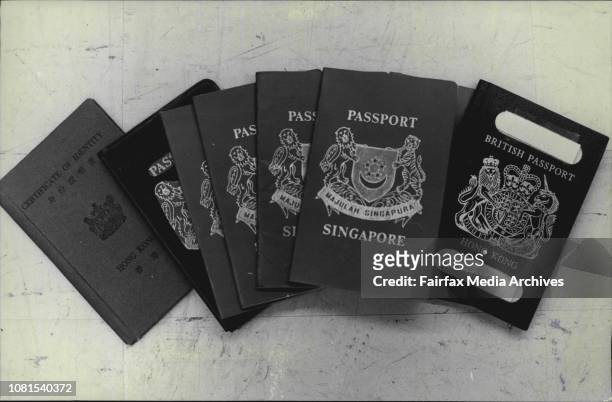 Picture of false Singapore passports and original Hong Kong passports, which federal police seized from illegal Chinese travellers last Saturaday at...