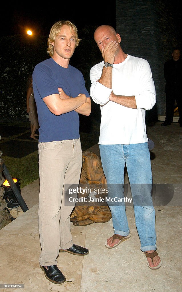 Owen Wilson and Bruce Willis during Sean P. Diddy Comb's 50 Fabulous