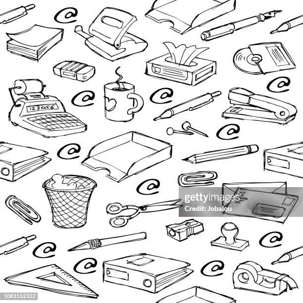 background seamless office objects - office stapler stock illustrations