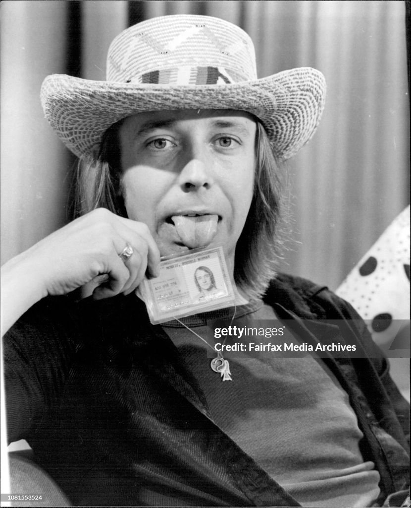 Singer Composer Russell Morris arrived.Photographed with his Alien Identific. Card for US Entry.Russell Morris. Morris, 32, was one of the sensations of the late 1960s with hits like Hush and The Real Thing, but he has no wish to relive the heady days whe