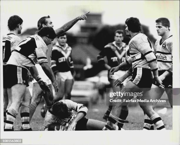 At Henson PK.-Easts Vs CronullaWayne Challis is sent off for a head-high tackle on Andrew Ettingshausen *****.Challis . May 17, 1987. .