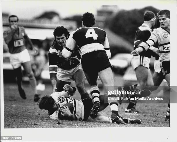 At Henson PK. - Easts Vs Cronulla.Wayne Challis is sent off for a head-high tackle on Andrew Ettingshausen *****. May 17, 1987. .