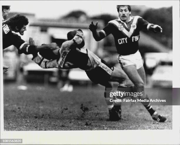 At Henson PK. - Easts Vs Cronulla.Wayne Challis is sent off for a head-high tackle on Andrew Ettingshausen *****. May 17, 1987. .