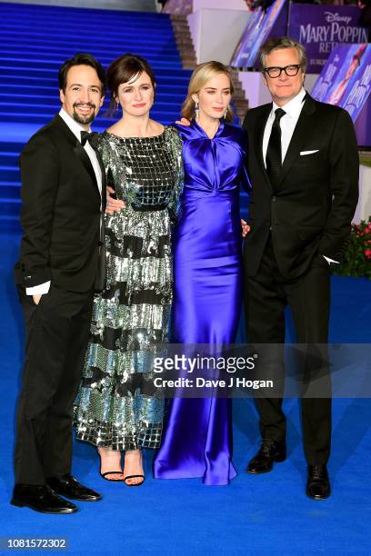 Lin-Manuel Miranda, Emily Mortimer, Emily Blunt and Colin Firth attend the European Premiere of "Mary Poppins Returns" at Royal Albert Hall on...