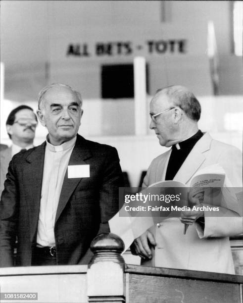 Vatican man here for the arrangement of the papal tour at the Randwick race course.L to R: Rev. Father Roberto Tucci, the director of papal visits...