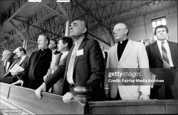 Vatican man here for the arrangement of the papal tour at the Randwick race course.L to R: Rev. Father Roberto Tucci, the director of papal visits...