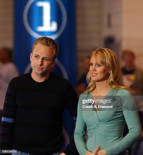 Seth Doanbe and Sofia Lidskog, anchors/reporters during Channel One News at Chamblee High School to tape it's newscast at Chamblee High School in...