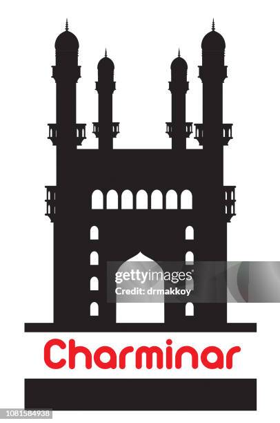 charminar ın the hyderabad - charminar stock illustrations