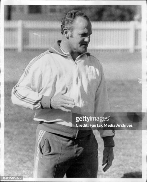 Country Rugby League 1st grade coach Arthur Summons showing emotion during a team talk at Waverley Oval. May 18, 1973. .
