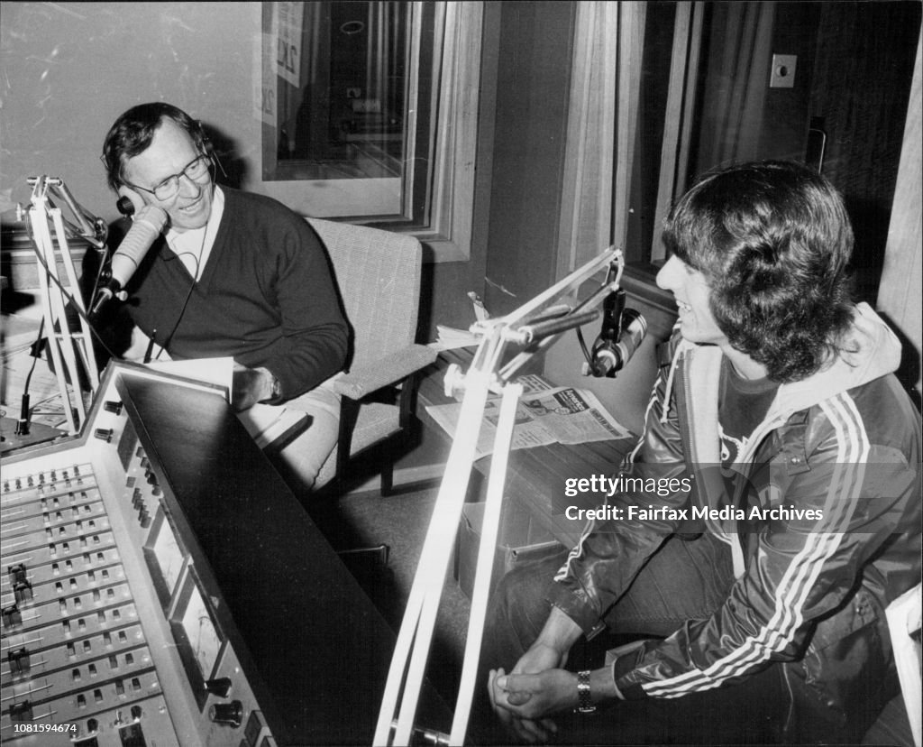 Seventeen year old Esperance transport worker Stan Thornton who found pieces of Skylab in his hack yard (early July 79) and took them to San Francisco to claim a reward pictured at 2KY radio station today (Sunday) after his return back to Australia.Stan i