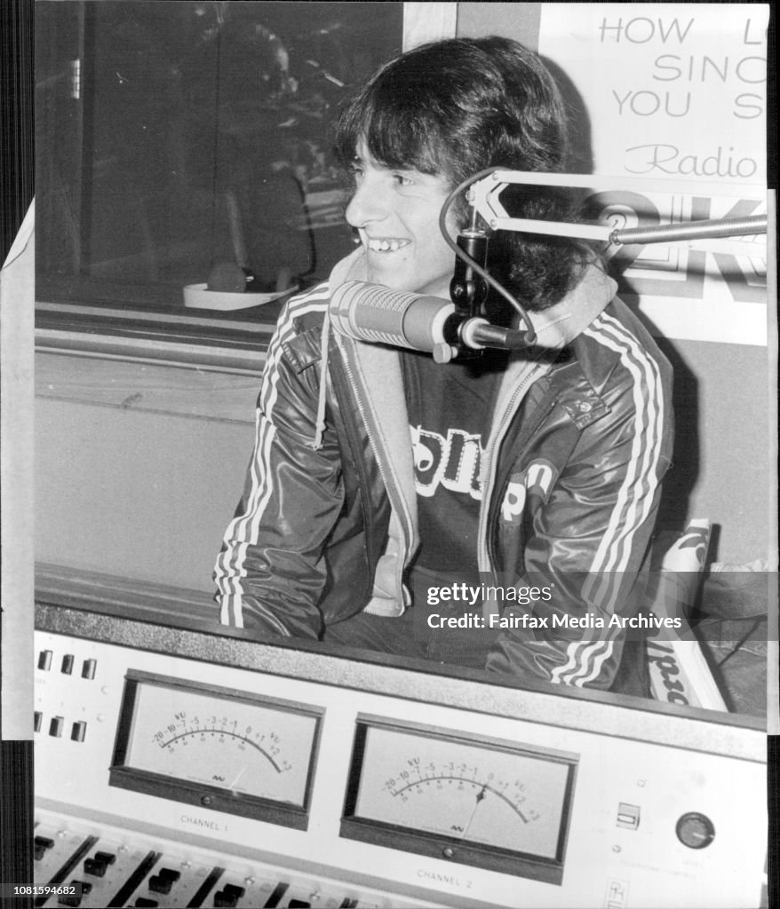 Seventeen year old Esperance transport worker Stan Thornton who found pieces of Skylab in his hack yard (early July 79) and took them to San Francisco to claim a reward pictured at 2KY radio station today (Sunday) after his return back to Australia.Stan i