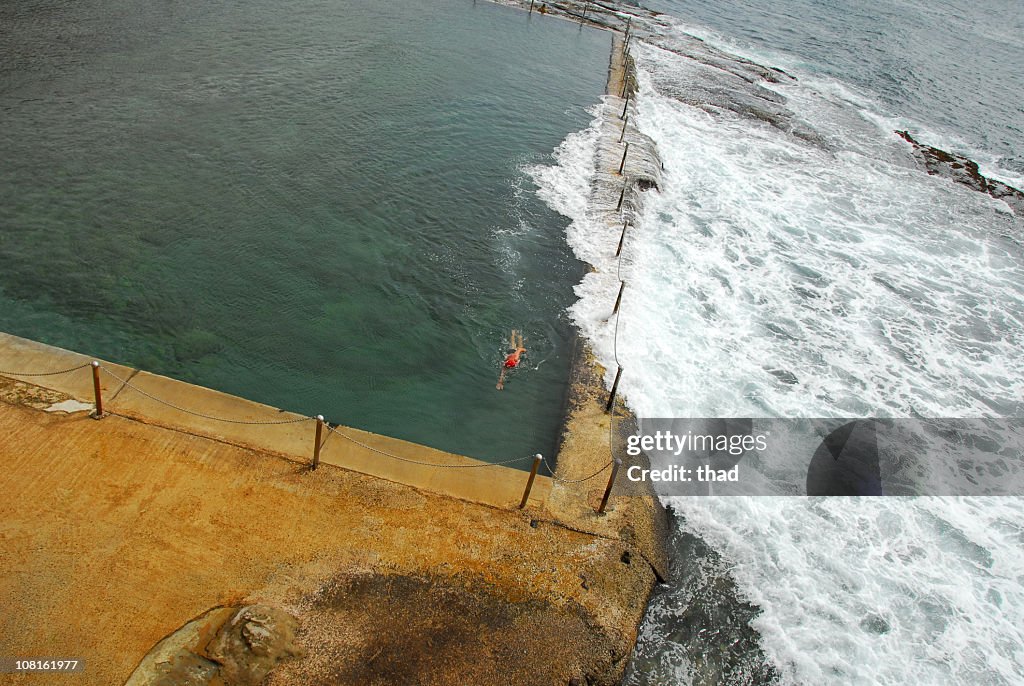 Swimmer in Rock Pool