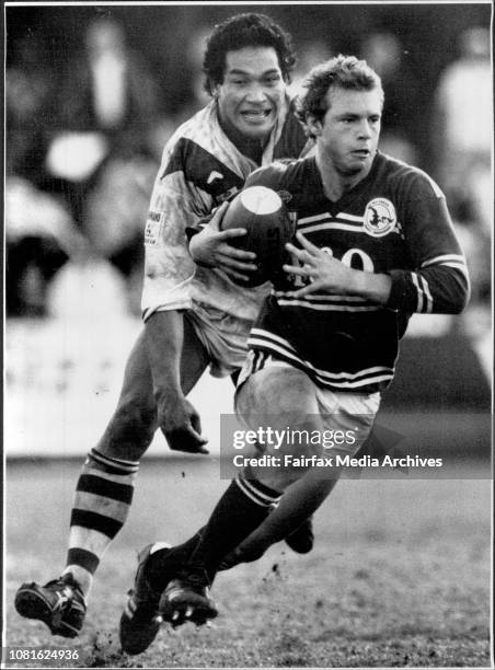 Rugby League... St. George Vs Manly at Kogarahm Oval.Norm Provan opens the new stand.John Fifita after Manly player. July 08, 1990. .