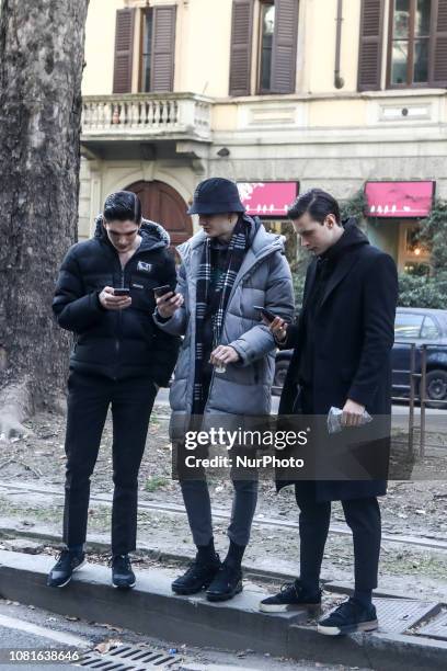 Street style during the Milano Fashion Week Man 2019, on 12 January 2019