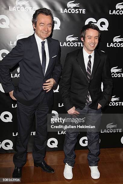 Michel Denisot and Yann Barthes attend the 'GQ Man Of The Year 2010' party at Shangri-La Hotel Paris on January 19, 2011 in Paris, France.