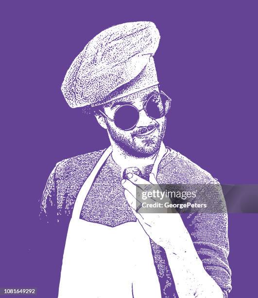 hipster chef with cool attitude - man baking stock illustrations